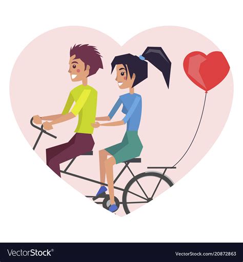 Man And Woman Riding Bicycle Royalty Free Vector Image