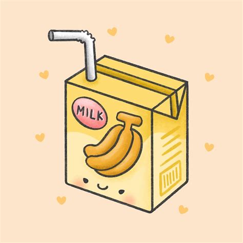 Premium Vector Banana Milk Cartoon Hand Drawn Style