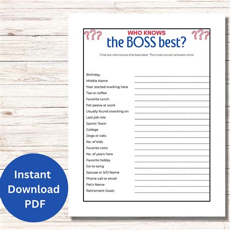 Who Knows The Boss Best Game Office Party Games Office Icebreaker