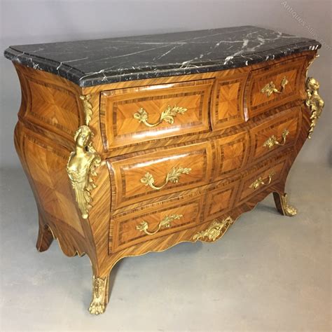 French Marquetry Bombe Commode Chest - Antiques Atlas