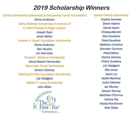 Scholarship Recipients First Tee Connecticut