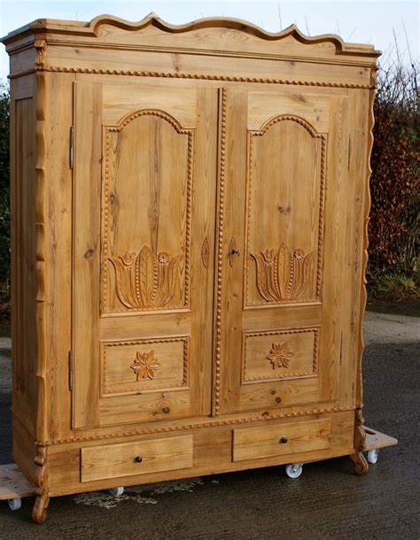 19th Century Large Antique French Solid Pine Armoire Wardrobe 452063