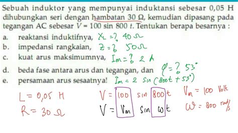 Menghitung Reaktansi Induktif Impedansi Rangkaian Induktor Dam Resistor Pada Tegangan Ac Youtube