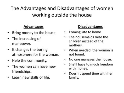 Ppt The Advantages And Disadvantages Of Women Working Outside The