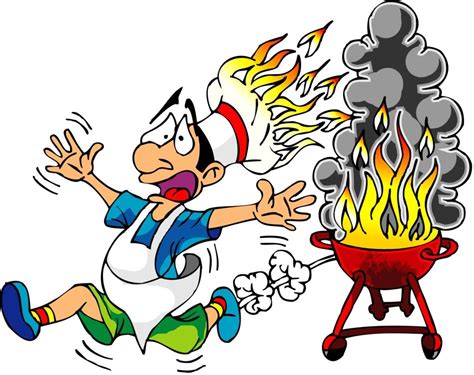 Cartoon Burning Running Cook Free Image Download