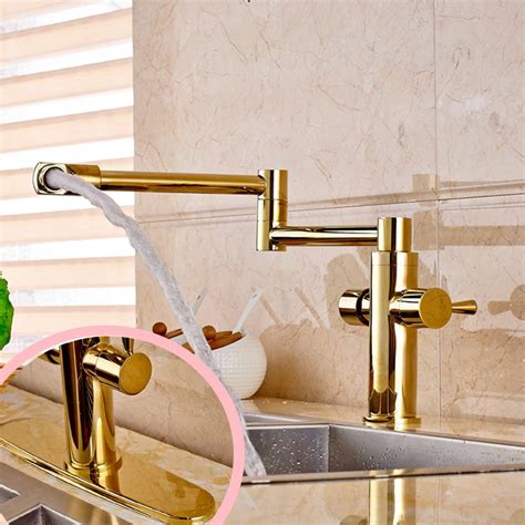 Firstly, place the 2 water disposing valves of the moen kitchen faucet. Reviews Luxury Golden Brass Bathroom Kitchen Faucet Long ...