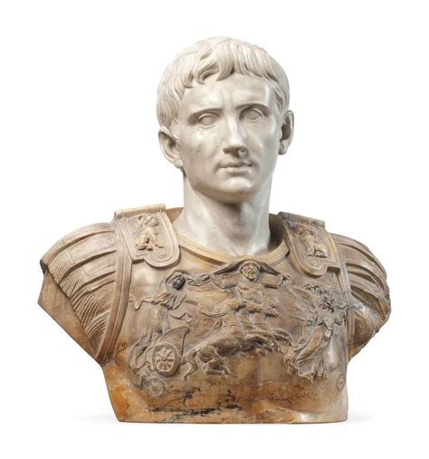 An Italian Carved White And Siena Marble Bust Of Caesar