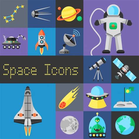 Space Icons Flat — Stock Vector © Macrovector 53124125