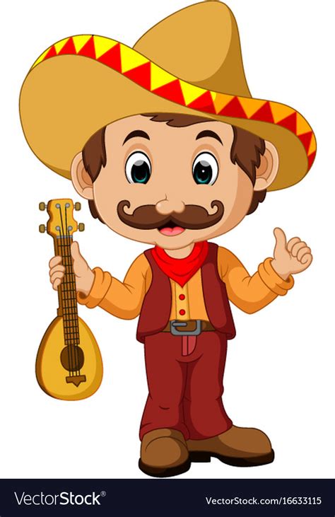 The simpsons includes a large array of supporting/minor characters: Mexican cartoon character with guitar Royalty Free Vector