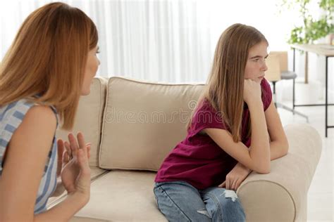 Mother Scolding Her Teenager Daughter Stock Photo Image Of Angry