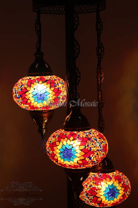 3 Ball Turkish Mosaic Floor Lamp With Large Globes Lambader Etsy