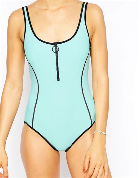 Juicy Couture Juicy Couture Zip Front Swimsuit At Asos