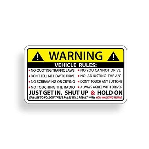 Funny Vehicle Safety Warning Rules Sticker Adhesive Vinyl For Car Truck