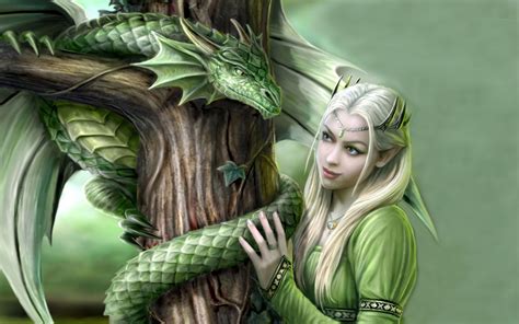 Green Dragon And Princess Fantasy Digital Art Hd Desktop