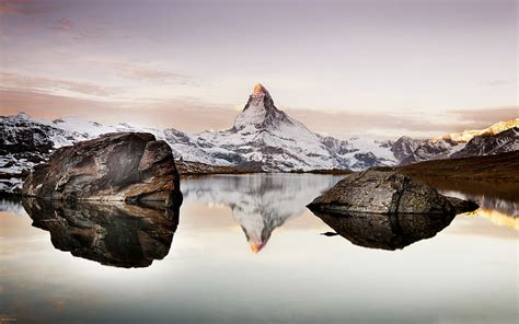 Lake Mountains Matterhorn Alps Switzerland Travel Scenery Hd Wallpaper