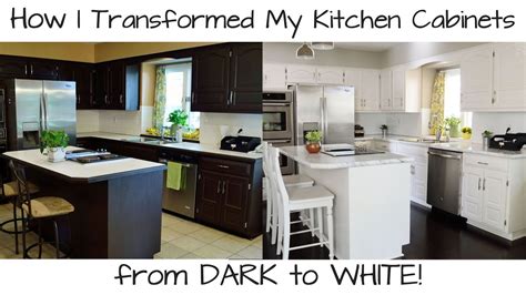 This post goes into great details on how to paint dark veneer cabinet white. How to Paint Kitchen Cabinets from Dark to White - YouTube