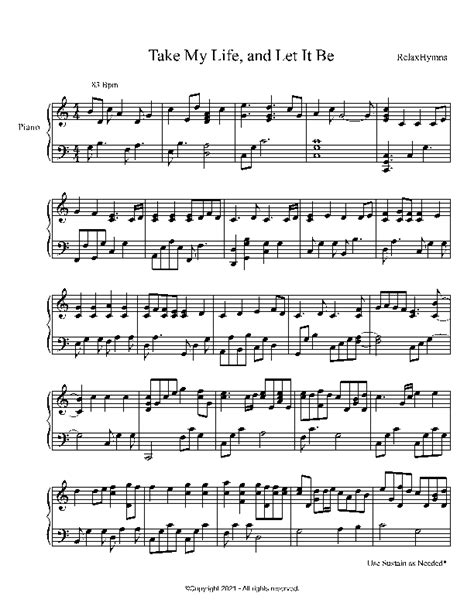 PIANO Take My Life And Let It Be Piano Hymns Sheet Music PDF Sheet