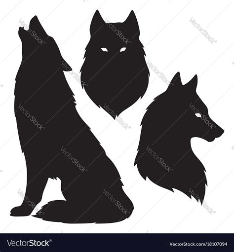 Set Of Wolf Silhouettes Isolated Royalty Free Vector Image