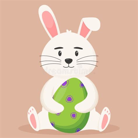 Cute Easter Bunny With An Easter Egg In Its Paws Easter Concept Stock