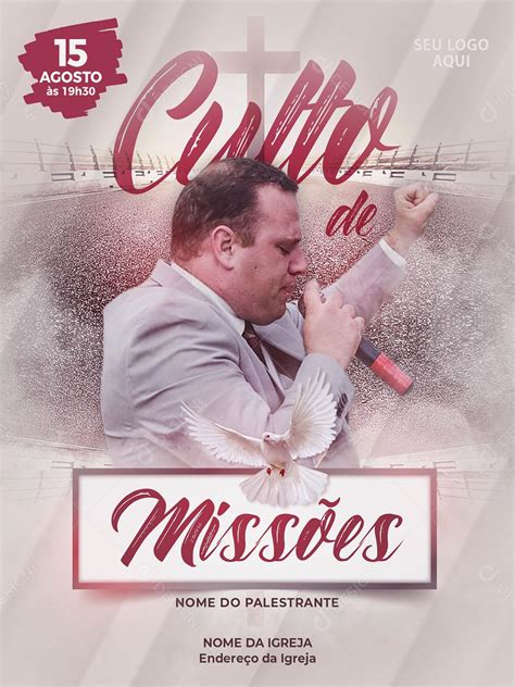 Flyer Gospel Culto De Missões Social Media Psd Editável Download