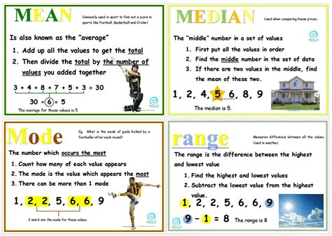 The mean, median and mode are measures of central tendency, or, more colloquially, averages. Mean, Median, Mode and Range Posters — Edgalaxy: Cool ...