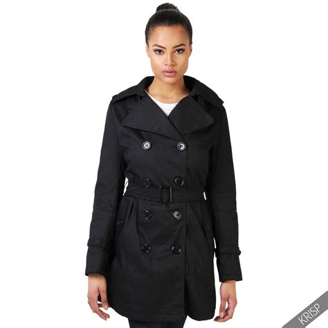 Womens Classic Vintage Tailored Double Breasted Trench Mac Coat Ladies