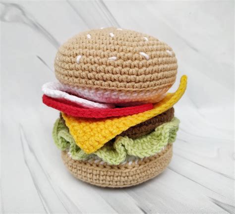Life Size Crochet Hamburger Set Cheeseburger Set Handmade Etsy