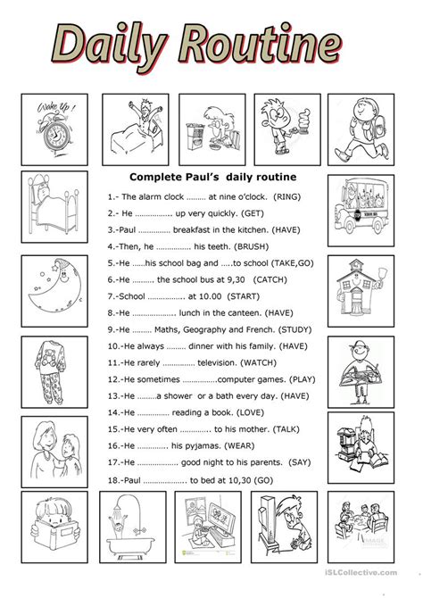 A Daily Routine English Esl Worksheets For Distance Learning And