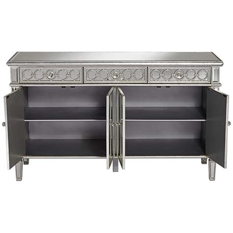 Winning bid $ 60 status sold; Elizabeth 60" Wide 4-Door Silver Mirrored Buffet Cabinet ...