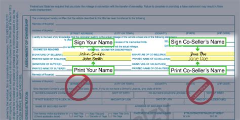 How To Sign Your Car Title In Maryland Including Dmv Title Sample Picture