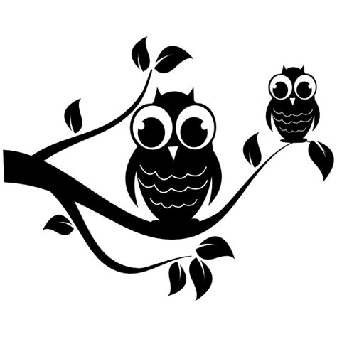 Download Owl Mom And Baby On A Branch Sticker
