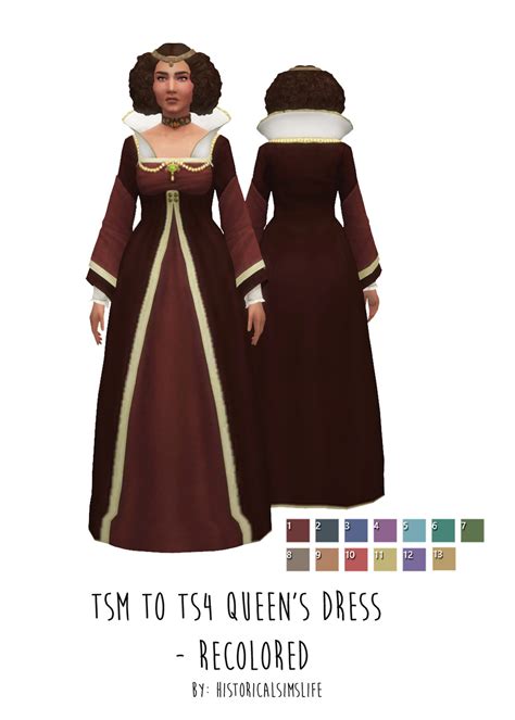 History Lovers Simblr Tsm To Ts4 Queens Dress Recolored Info