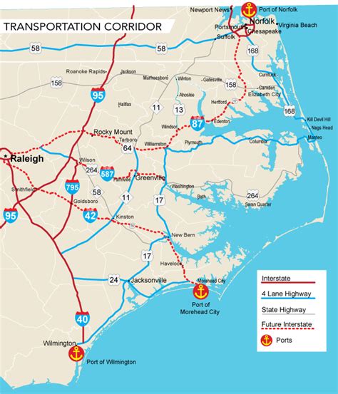 Eastern North Carolina Cities Map