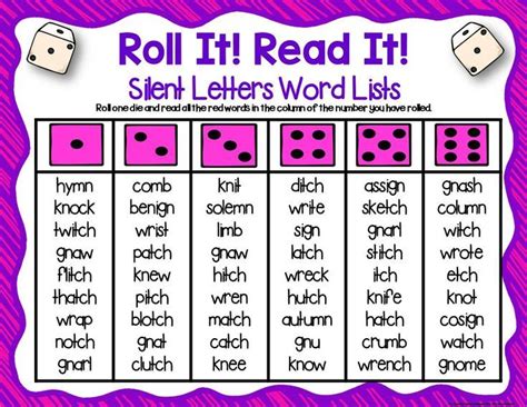 Three Phonics Silent Letters Dice Games Kn Wr Gn Tch Mb Mn