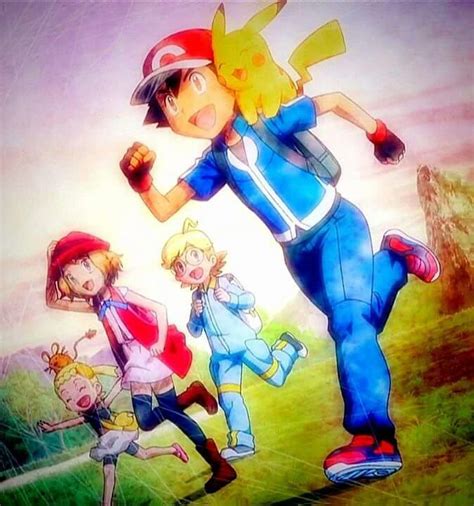 Ash Ketchum And Pikachu With Their Kalos Friends Pokemon Ash And Serena Pokemon Kalos