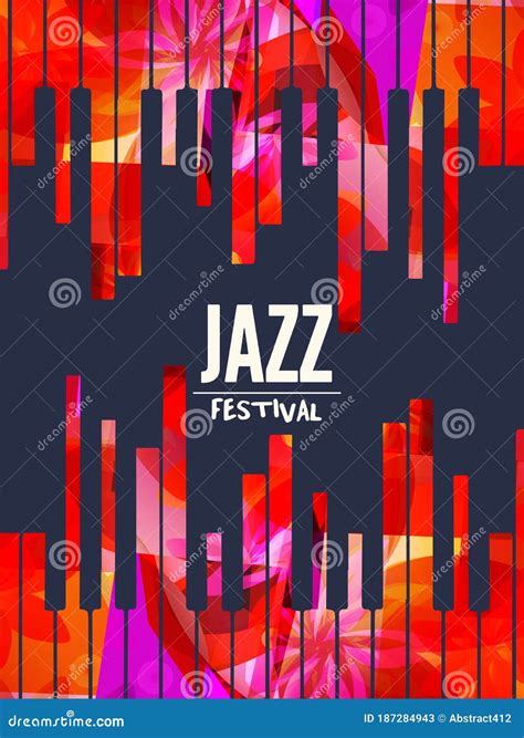 Jazz Music Promotional Poster With Piano Keyboard Vector Illustration