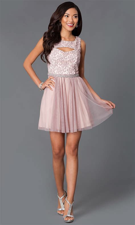 Short Lace Bodice Sequin Hearts Dress Promgirl