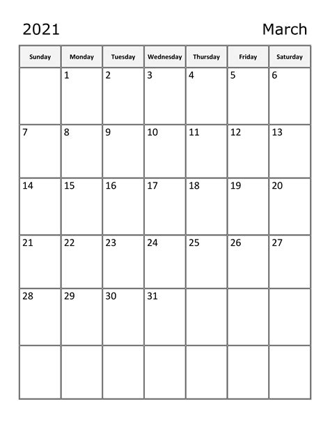 Printable Calendar For March 2021 Free Printable March 2021 Calendar Images