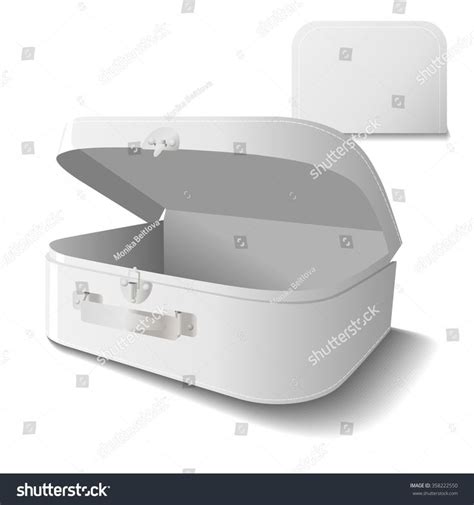 Small Cardboard Suitcase Template Handle White Stock Vector Inside