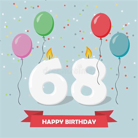 68 Years Selebration Happy Birthday Greeting Card Stock Illustration