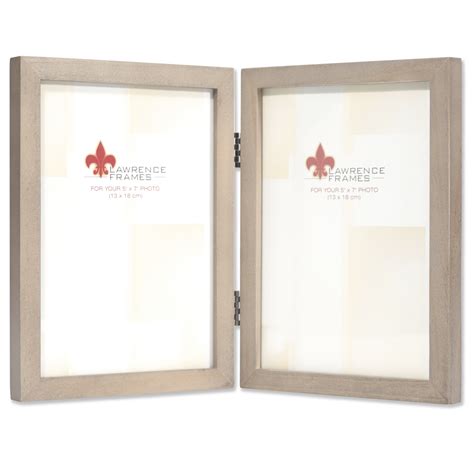 5x7 Hinged Double Gray Wood Picture Frame Gallery Collection