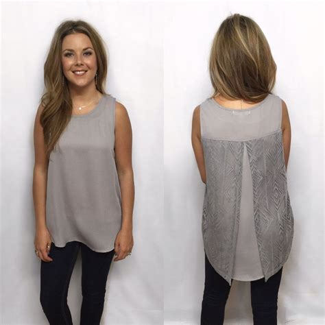 Grey Sleeveless Top With Back Burnout Detail Tops Fashion Burnout Tank