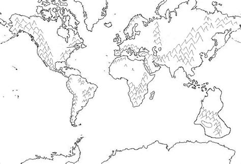 Physical Map Of World World Map Black And White