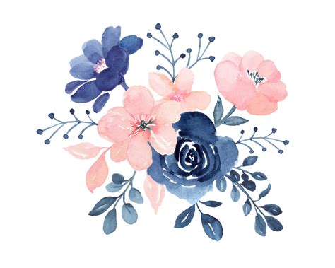 Blush And Navy Flowers Nine Designs Floral Topper Border And Templates