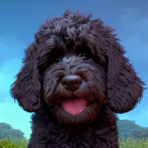 A Wholesome Animation Key Shot Of A Black Bernedoodle Stable