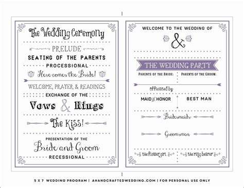 Free Printable Wedding Program Templates Word Free Printable Download