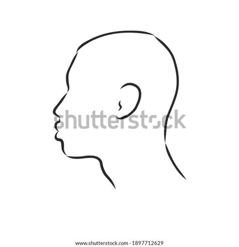 Outline Side Profile Human Male Head เวกเตอร์สต็อก ปลอดค่าลิขสิทธิ์