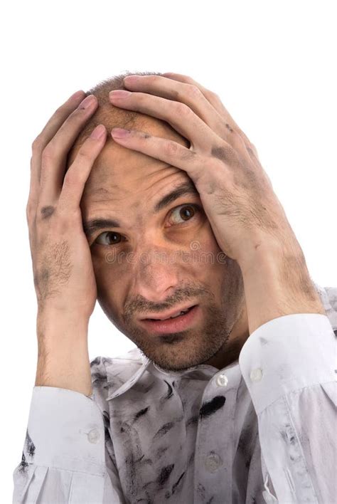 Portrait Of Man With Dirty Face Stock Photo Image Of Head Employment