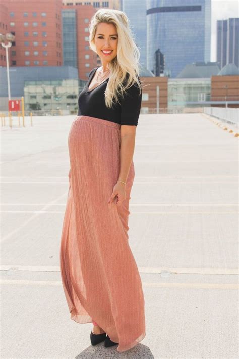 pink shimmer textured maternity maxi skirt maternity maxi skirts stylish maternity outfits