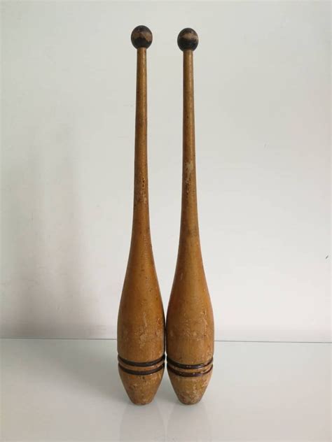 Pair Of Vintage Wooden Indian Clubs Soviet Juggling Clubs Etsy